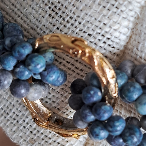 Painted Blues & Grays Stone Beaded Multi Strand Necklace 20” Torsade Necklace - Picture 12 of 13